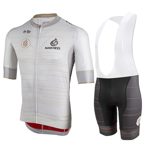 2019 Maillot Castelli UAE Tour Tirantes Mangas Cortas Blanco